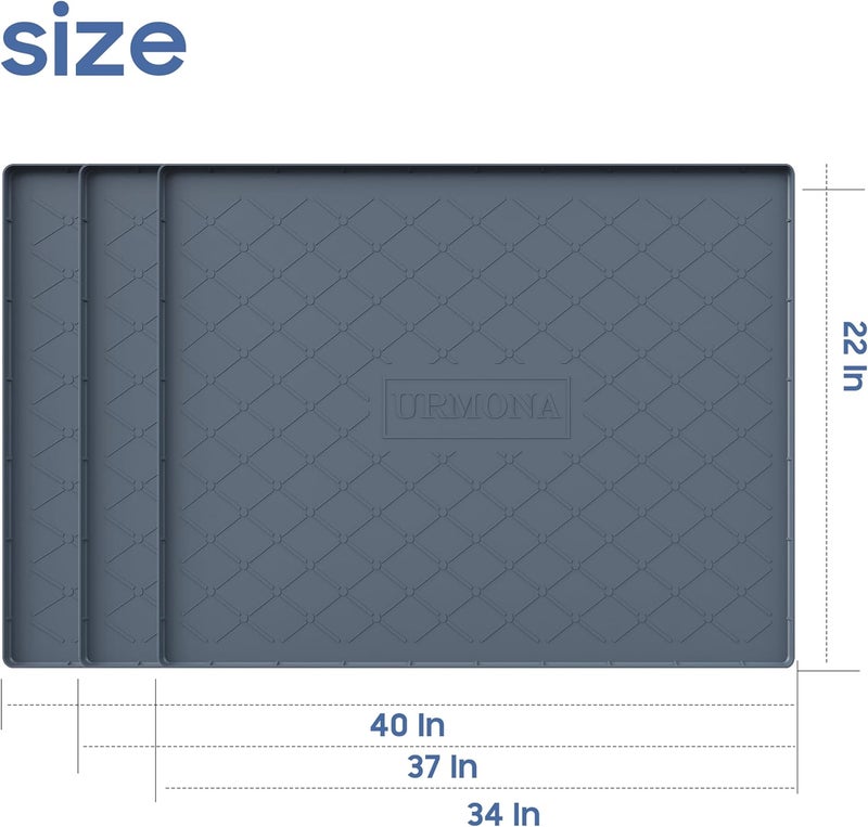 URMONA Large Dog Food Mat, 40" x 22" Pet Food Mat, Waterproof Dog Cat Food Mat with Raised Edges, Silicone Pet Food Mat, Dog Accessories, Prevents Food Spills, Protects Floors, Easy to Clean Fast - Image 2